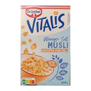 Dr. Oetker Vitalis Knusper Pur weniger süß Müsli 600,0 g, 1 St.