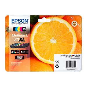 EPSON 33 / T3337 (Orangen) schwarz, cyan, magenta, gelb, Foto schwarz Druckerpatronen, 5er-Set