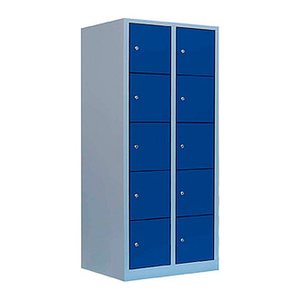 LÜLLMANN Schließfachschrank enzianblau, lichtgrau 523921, 10 Schließfächer 80,0 x 50,0 x 190,0 cm