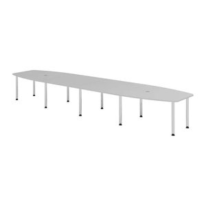 HAMMERBACHER Konferenztisch KT52C lichtgrau Tonnenform, Rundrohr chrom, 520,0 x 85,0/130,0 x 72,0 - 74,0 cm