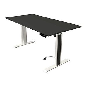 Kerkmann Move 1 advance elektrisch höhenverstellbarer Schreibtisch anthrazit rechteckig, T-Fuß-Gestell weiß 160,0 x 80,0 cm