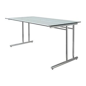 Kerkmann Schreibtisch Milchglas rechteckig, C-Fuß-Gestell chrom 160,0 x 80,0 cm