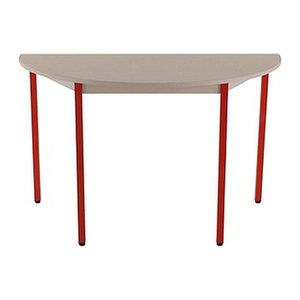 SODEMATUB Mehrzwecktisch lichtgrau, rot halbrund, Vierkantrohr rot, 120,0 x 60,0 x 74,0 cm