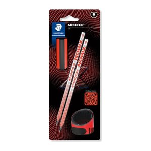 STAEDTLER Norix® Bleistifte HB silber,koralle mit Radierer, 1 Set