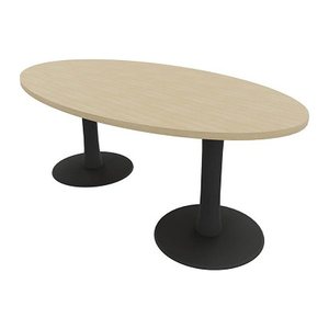 Quadrifoglio Konferenztisch Idea+ eiche oval, Säulenfuß grau, 200,0 x 110,0 x 74,0 cm