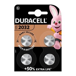 DURACELL Knopfzellen CR2032 Lithium 3,0 V, 4 St.