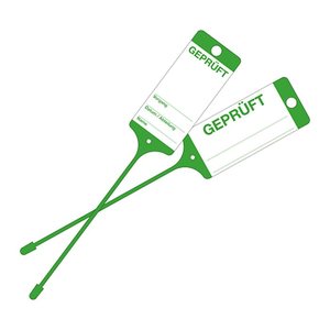 EICHNER Hängeetiketten Geprüft grün 21,5 x 5,8 cm gelocht, 200 St.