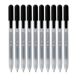 9 + 1 GRATIS: Sakura Gelly Roll Retractable Classic Gelschreiber transparent 0,4 mm, Schreibfarbe: schwarz, 9 St. + GRATIS 1 St.