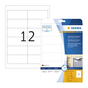 HERMA wetterfeste Folienetiketten 4595 weiß 97,0 x 42,3 mm, 10 Blatt