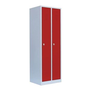 LÜLLMANN Spind feuerrot, lichtgrau 510124, 2 Schließfächer 60,0 x 50,0 x 180,0 cm