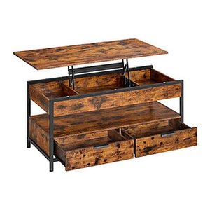 VASAGLE Couchtisch rechteckig Spanplatte braun, schwarz 100,0 x 50,0 x 48,0 - 63,0 cm, 1 St.