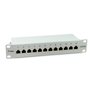 Equip 10" Patchpanel 12xRJ45 Cat6a FTP 1U 500MHz RAL7035