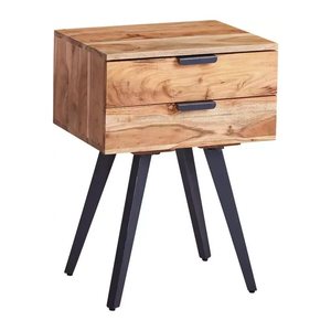 WOHNLING Nachttisch rechteckig Massivholz akazie 47,0 x 35,0 x 65,0 cm, 1 St.