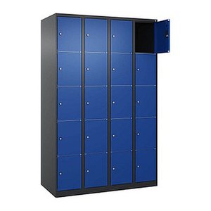 CP Schließfachschrank Classic Plus enzianblau, schwarzgrau 080000-405 S10030, 20 Schließfächer 120,0 x 50,0 x 185,0 cm