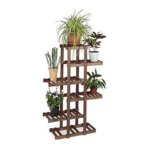 relaxdays Blumenregal Holz dunkelbraun rechteckig 81,0 x 25,0 x 125,0 cm, 1 St.