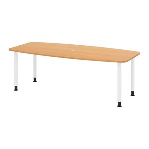 HAMMERBACHER Konferenztisch KT22C buche Tonnenform, Rundrohr weiß, 220,0 x 83,0/103,0 x 72,0 - 74,0 cm