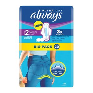 always Binden Ultra Day Long mit Flügeln für mittlere bis starke Tage, 20 St.