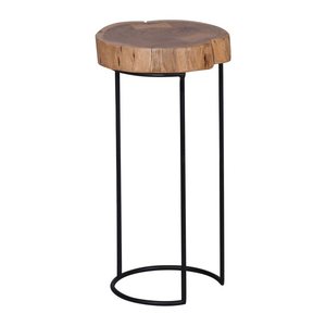 WOHNLING Beistelltisch rund Massivholz akazie 28,0 x 28,0 x 55,0 cm, 1 St.