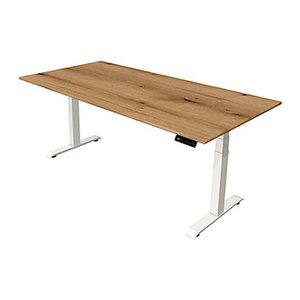 Kerkmann Move 4 elektrisch höhenverstellbarer Schreibtisch eiche rechteckig, T-Fuß-Gestell weiß 200,0 x 100,0 cm