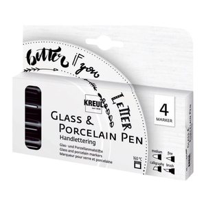 KREUL Handlettering Porzellanstifte schwarz 1,0 - 4,0 mm, 4 St.