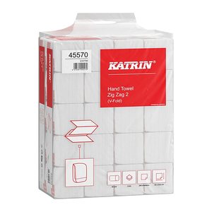 KATRIN Papierhandtücher 45570 Zick Zack 2 Zick-Zack-Falzung 2-lagig weiß, 4.000 Tücher