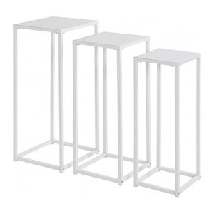 HAKU Möbel Beistelltische-Set rechteckig Metall weiß, 3 St.