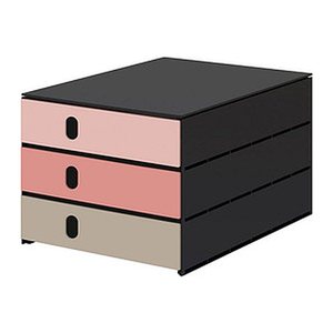 styro Schubladenbox styroval pro feelings Afterglow  rosa, grau 14-8050.Af, DIN A4 mit 3 Schubladen, 1 St.