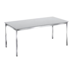 SODEMATUB Mehrzwecktisch lichtgrau rechteckig, Vierkantrohr chrom, 160,0 x 80,0 x 74,0 cm