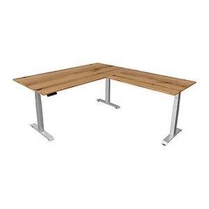 Kerkmann Move 4 elektrisch höhenverstellbarer Schreibtisch eiche rechteckig, T-Fuß-Gestell silber 200,0 x 220,0 cm