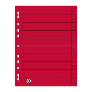 Wekre Trennblätter DIN A4 1-10 rot, 190 g/qm, 50 St.
