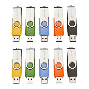 Intenso USB-Sticks Basic Line blau, gelb, grün, orange, schwarz 4 GB, 10 St.