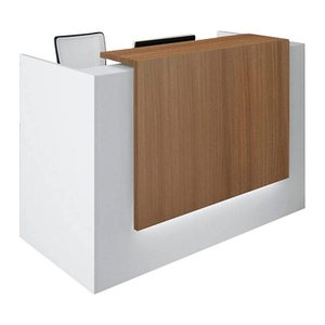Quadrifoglio Empfangstheke gerade, weiß, nussbaum 166,0 x 88,0 x 113,0 cm