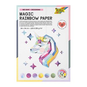folia Tonpapier Magic Rainbow Paper farbsortiert 120 / 250 g/qm 12 Blatt