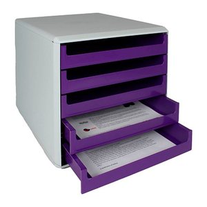 M&M Schubladenbox  violett 30050972, DIN A4 mit 5 Schubladen, 1 St.