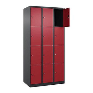CP Schließfachschrank Classic Plus rubinrot, schwarzgrau 080000-304 S10030, 12 Schließfächer 90,0 x 50,0 x 185,0 cm
