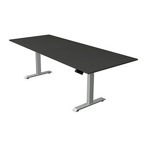 Kerkmann Move 4 elektrisch höhenverstellbarer Schreibtisch anthrazit rechteckig, T-Fuß-Gestell silber 250,0 x 100,0 cm