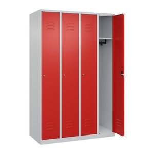 CP Spind Classic Plus lichtgrau, verkehrsrot 080000-40 S10017, 4 Schließfächer 120,0 x 50,0 x 185,0 cm