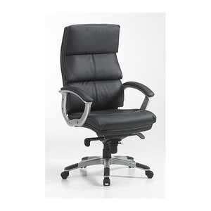 XXL Chefsessel, BT-0066-1 Kunstleder schwarz, Gestell silber
