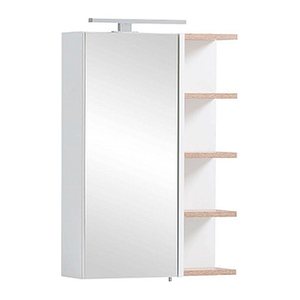 MÖBELPARTNER Spiegelschrank Lugo 157385 weiß, wildeiche 49,7 x 16,0 x 74,4 cm