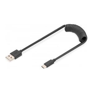 DIGITUS USB 2.0 - USB - A auf USB - C Spiralkabel max. 1m