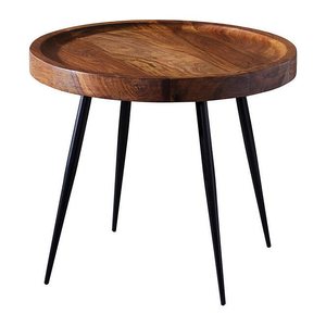 WOHNLING Beistelltisch rund Massivholz sheesham 46,0 x 46,0 x 40,0 cm, 1 St.