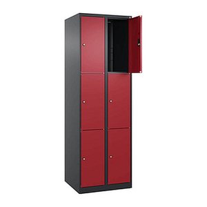 CP Schließfachschrank Classic Plus rubinrot, schwarzgrau 080000-203 S10034, 6 Schließfächer 60,0 x 50,0 x 185,0 cm