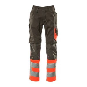 MASCOT® unisex Warnschutzhose Leeds dunkelanthrazit, rot Größe 62