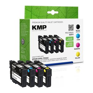 KMP E201V schwarz, cyan, magenta, gelb Druckerpatronen kompatibel zu EPSON 603XL (T03A6), 4er-Set