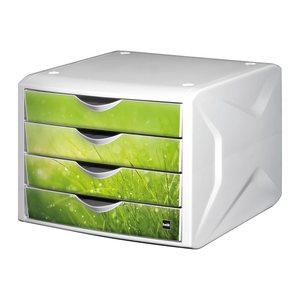 helit Schubladenbox the chameleon  grün H6129650, DIN A4 mit 4 Schubladen, 1 St.