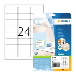 HERMA Adressetiketten 4500 weiß 63,5 x 33,9 mm, 25 Blatt