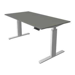 Kerkmann Move 3 tube elektrisch höhenverstellbarer Schreibtisch grafit rechteckig, T-Fuß-Gestell silber 120,0 x 80,0 cm