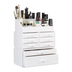 relaxdays Make-Up-Organizer schwarz/gold, 1 St.