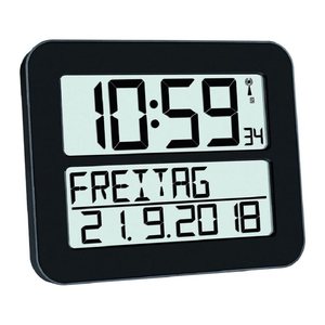 TFA® digitale Funkwanduhr 60.4512.01 schwarz Kunststoff 25,8 x 21,2 cm