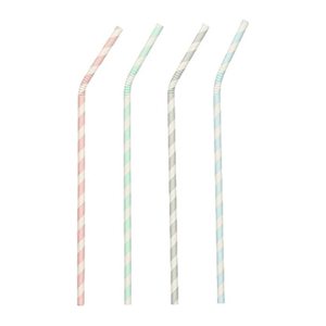 PAPSTAR Strohhalme pure farbsortiert gestreift Papier, knickbar, 100 St.